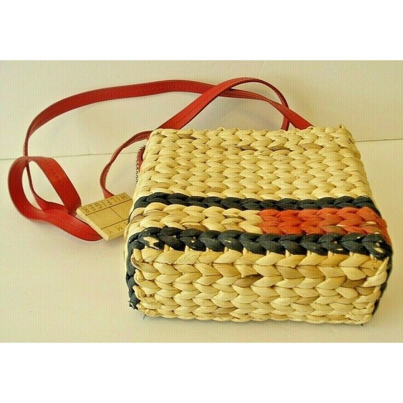 Tommy Hilfiger Crossbody Patriotic Woven Raffia Straw Flag Logo Purse Womens - Picture 4 of 8